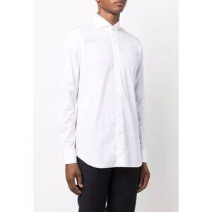 XACUS White Tailor Fit Wrinkle Free Long Sleeve Luxury Travel Shirt Men's 40